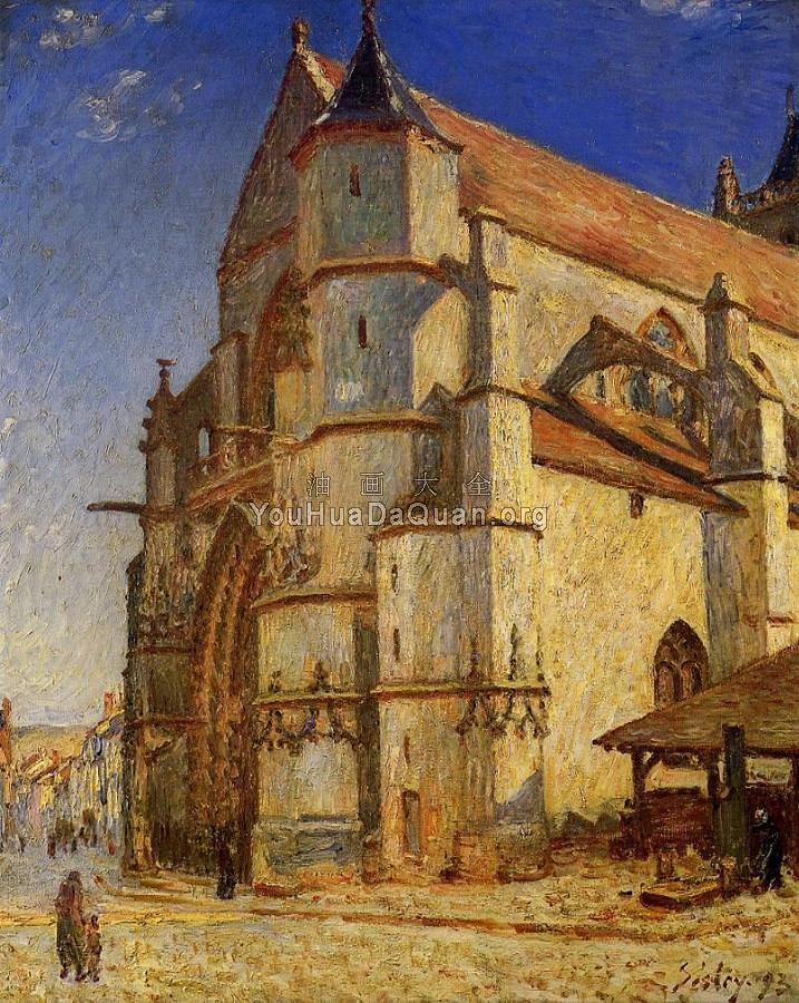 The Church at Moret in the Morning Sun - 阿尔弗莱德·西斯莱